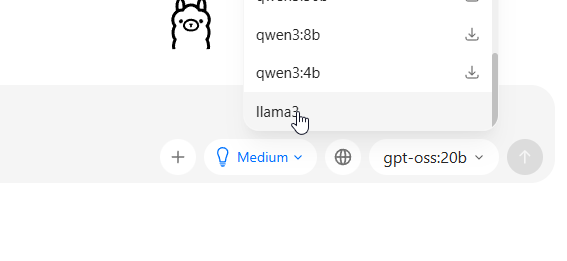 Interface do Ollama mostrando modelos instalados