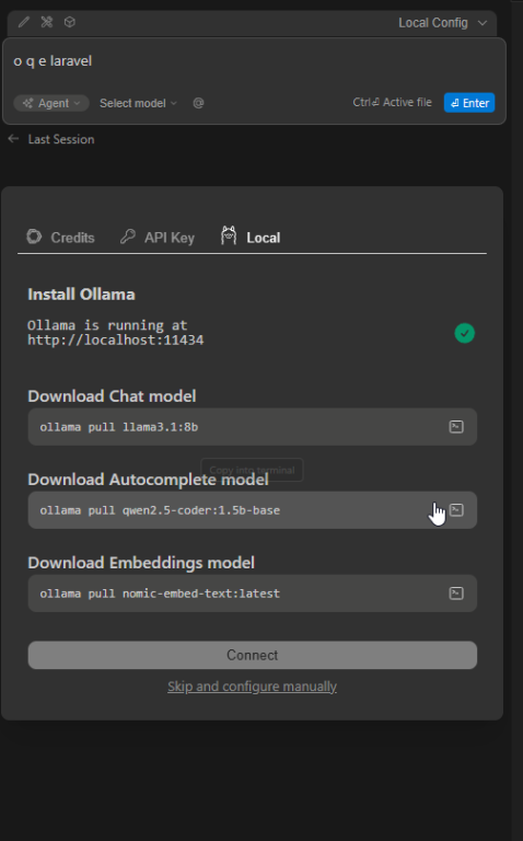 Configura&ccedil;&atilde;o do Ollama no VS Code