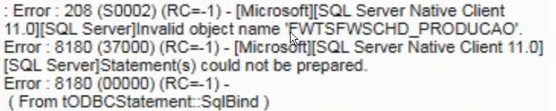 Erro de objeto inválido no Protheus utilizando SQL Server