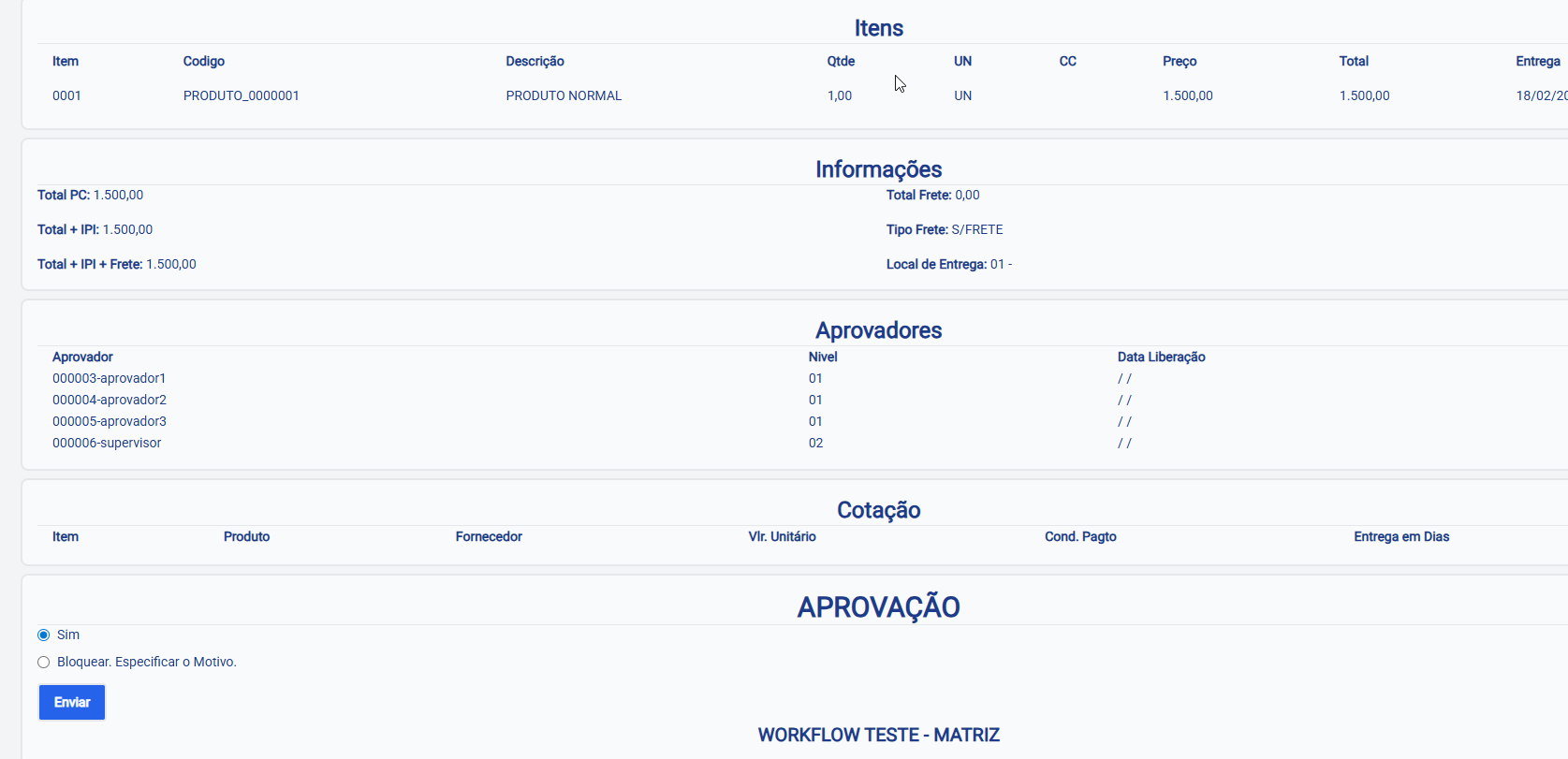 Workflow de Pedido de compra