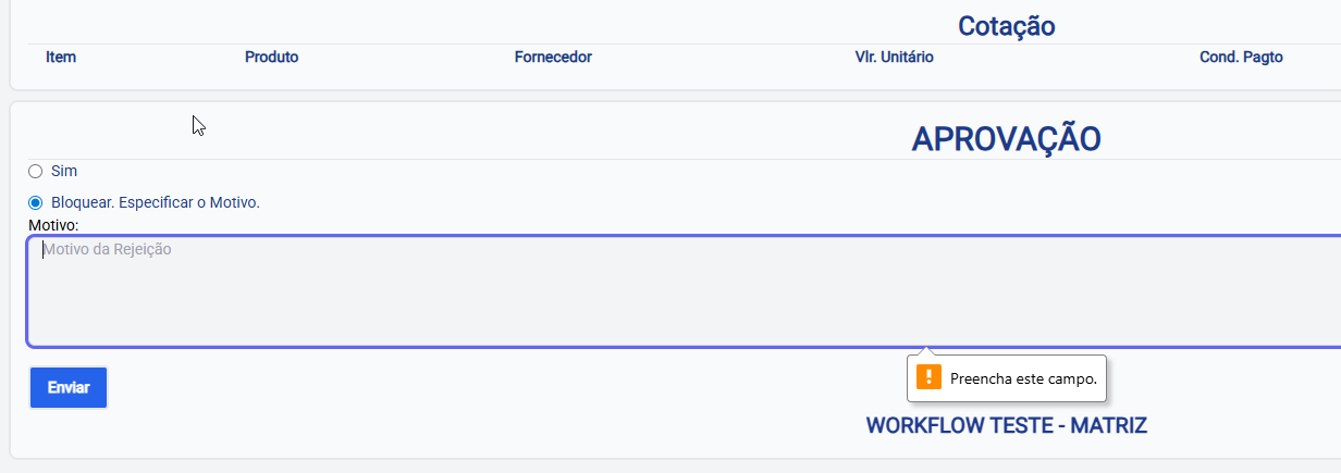 Workflow de Pedido de compra
